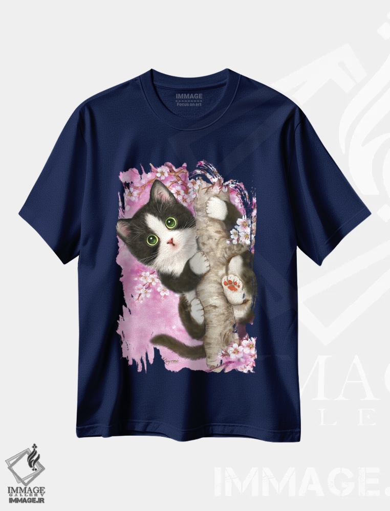 تیشرت سرمه ای طرح دار نگهبان درخت گیلاس اثر کایومی هارای