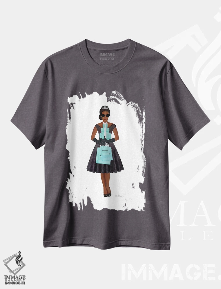 تیشرت طوسی طرح دار Teal And Black, African-American,خرید فانتزی، فیروزه ای و مشکی، آفریقایی-آمریکایی اثر آماندا گرینوود