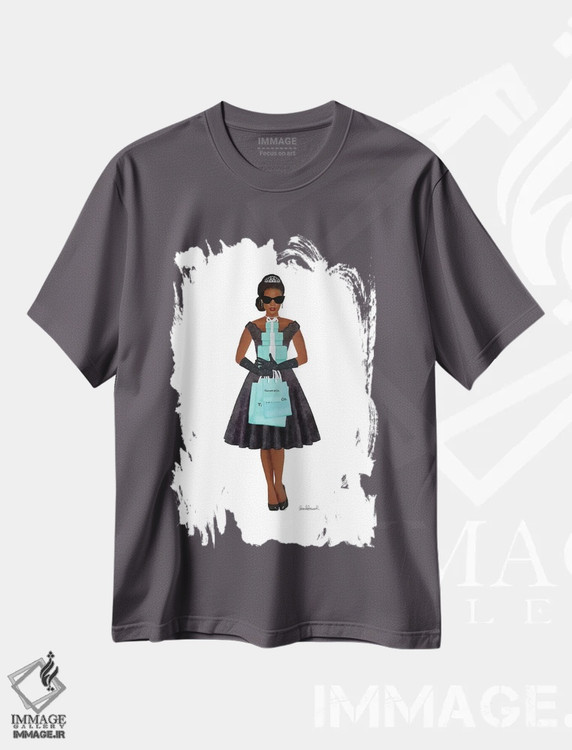 تیشرت طوسی طرح دار Teal And Black, African-American,خرید فانتزی، فیروزه ای و مشکی، آفریقایی-آمریکایی اثر آماندا گرینوود