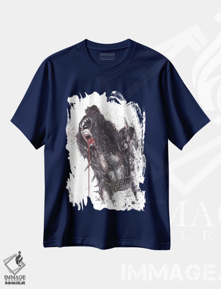 تیشرت سرمه ای طرح دار بوسه اثر آدام مایکلز