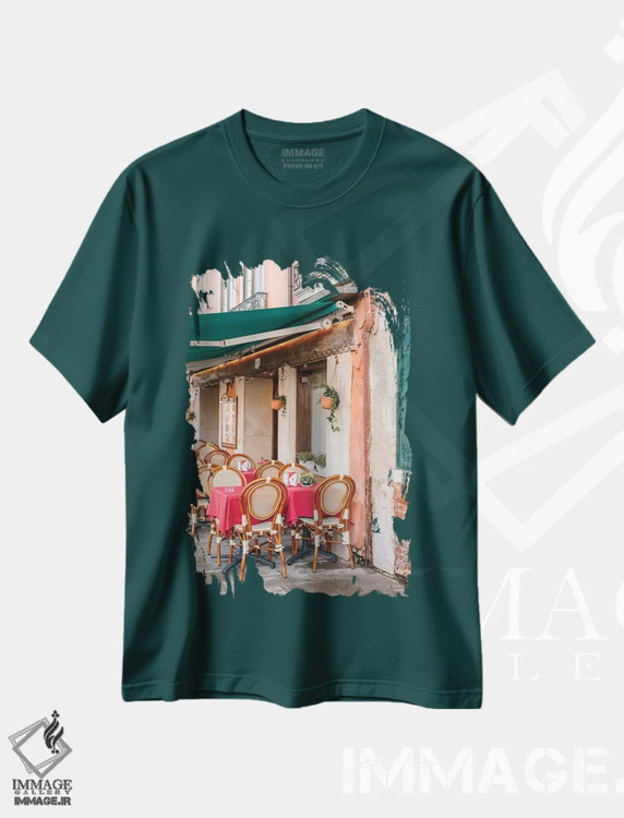 تیشرت سبز طرح دار Venice, Italy,کافه، ونیز، ایتالیا اثر لاولی لیتل هوم کو