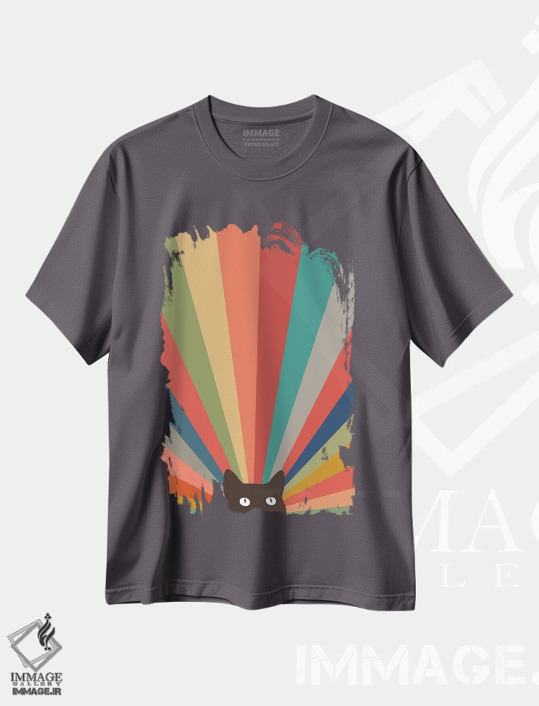 تیشرت طوسی طرح دار منظرهٔ گربه شماره اثر لیم هنگ سوی