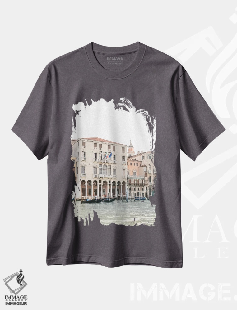 تیشرت طوسی طرح دار Venice, Italy,کانال ونیز شماره ونیز، ایتالیا اثر لاولی لیتل هوم کو