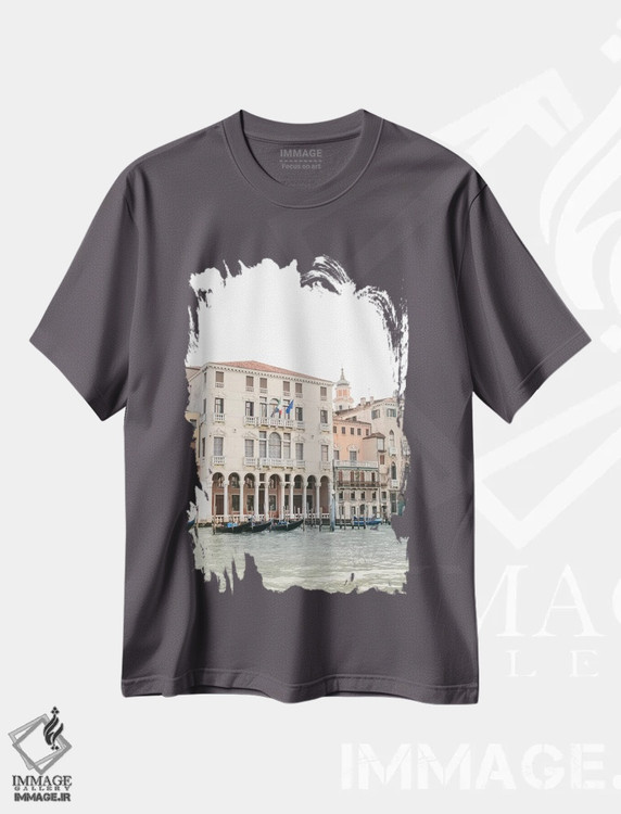 تیشرت طوسی طرح دار Venice, Italy,کانال ونیز شماره ونیز، ایتالیا اثر لاولی لیتل هوم کو