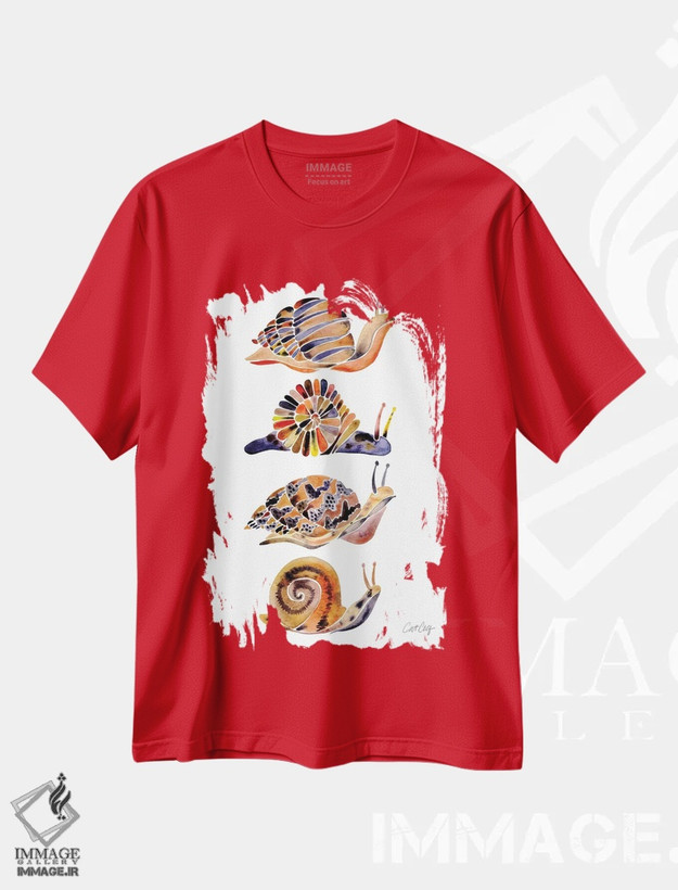 تیشرت قرمز طرح دار مجموعه حلزون اثر کت کوکیلت