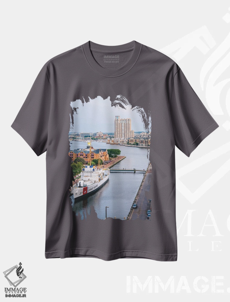 تیشرت طوسی طرح دار Inner Harbor,کانال، بندرگاه داخلی اثر جان بیلوس