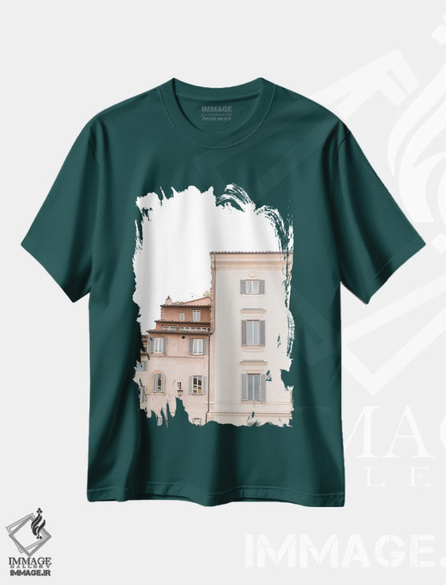 تیشرت سبز طرح دار Rome, Italy,پشت بام ها، رم، ایتالیا اثر لاولی لیتل هوم کو