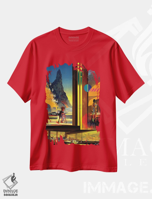 تیشرت قرمز طرح دار ضد الگوریتم اثر کنوود هوه