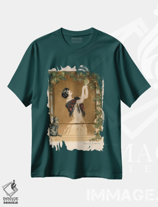تیشرت سبز طرح دار پاییز اثر لوئیس ایکارت