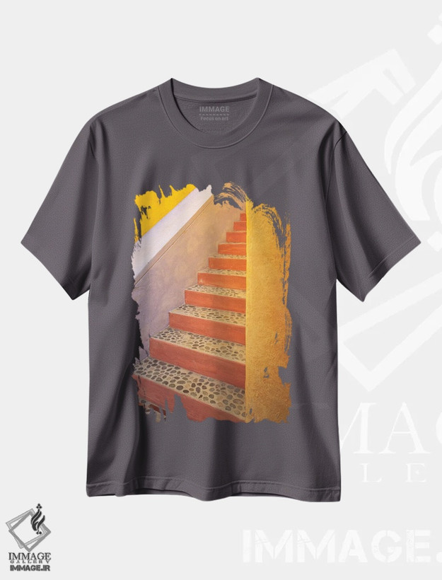 تیشرت طوسی طرح دار Costalegre. Colorful stone stairs.,مکزیک، کوستالگره. پله های سنگی رنگارنگ اثر جینز گالری