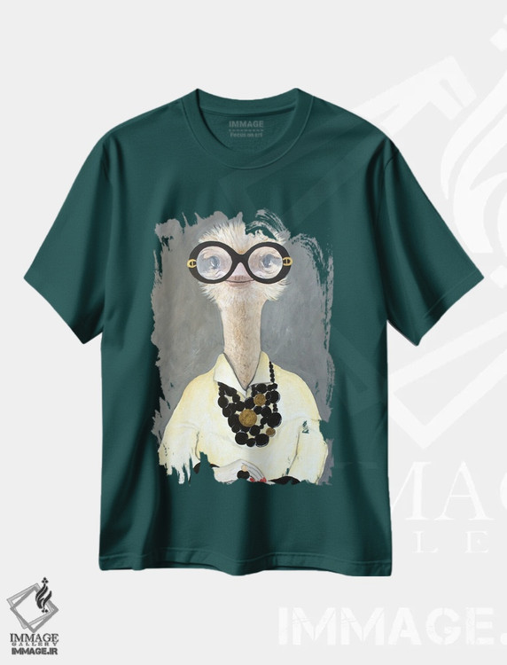 تیشرت سبز طرح دار شترمرغ ایرس اپفل اثر کوکو د پاریس
