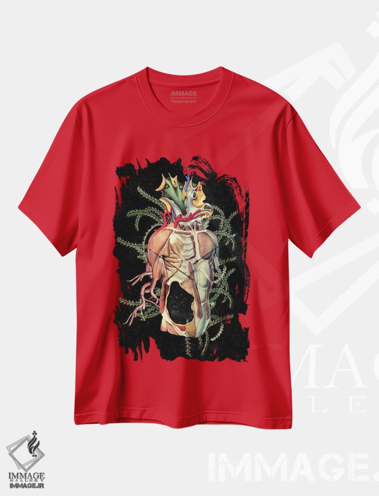 تیشرت قرمز طرح سورئال ,"پایان بخش" اثر مارسل لیسبوا
