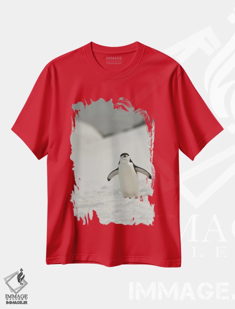 تیشرت قرمز طرح دار Chinstrap, Penguin,جنوبگان، پنگوئن چانه بند اثر جورج تئودور