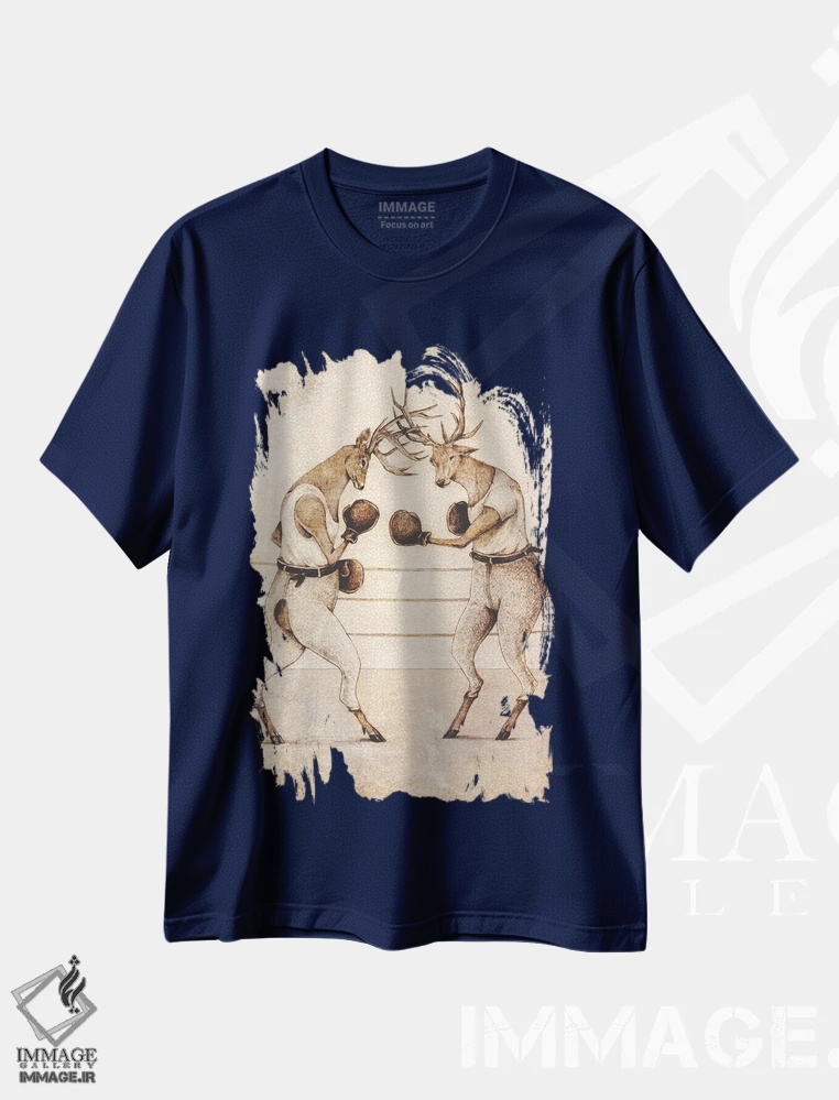 تیشرت سرمه ای طرح وینتیج ,"بوکس وحشی" اثر مایک کوبو