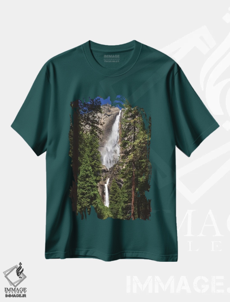 تیشرت سبز طرح دار California, Yosemite National Park. Yosemite Falls Landscape.,منظره آبشار یوسمیتی اثر جینز گالری