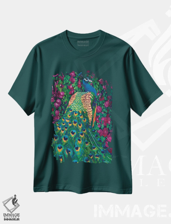 تیشرت سبز طرح هنری ,باغ ملکه اثر ملیسا رید-دیواین