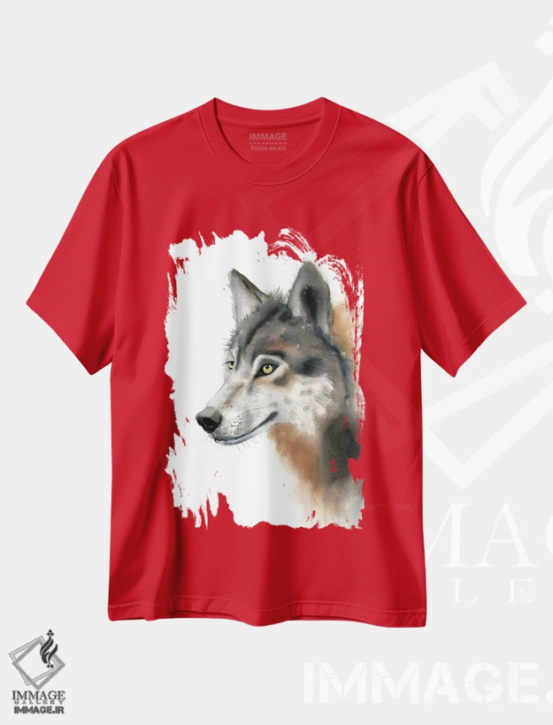 تیشرت قرمز طرح دار گرگ ها اثر الگا چفرانوف