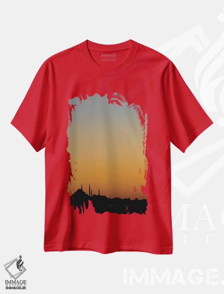 تیشرت قرمز طرح دار انعکاس های غروب اثر گیلیارد برسسان