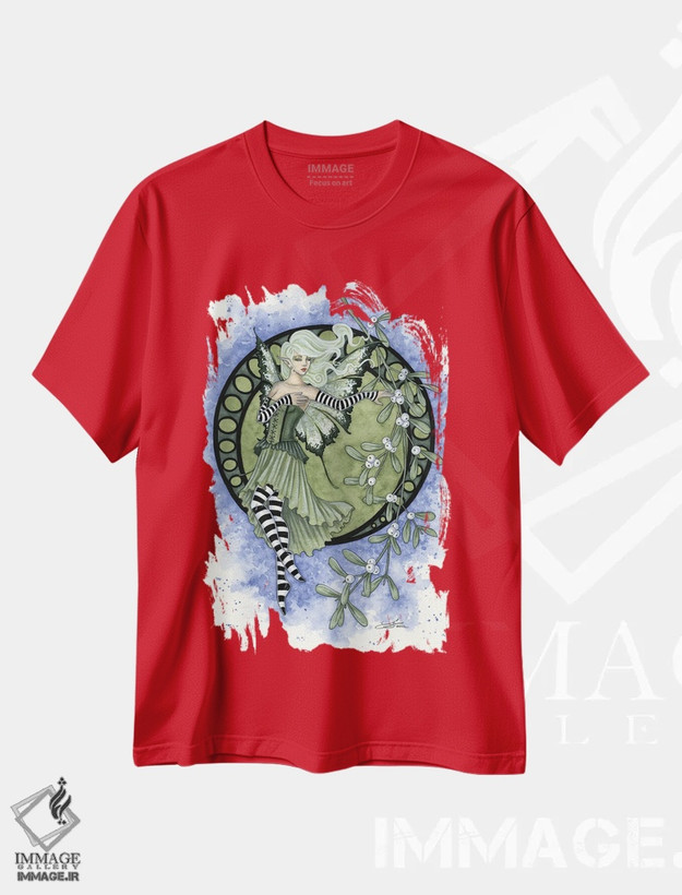 تیشرت قرمز طرح دار گیاه دارواش اثر امی براون