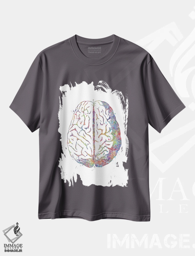 تیشرت طوسی طرح دار کالبدشناسی مغز اثر جنفی آرت