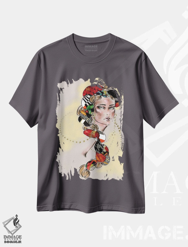 تیشرت طوسی طرح دار بافته شده اثر الی عظیزیان