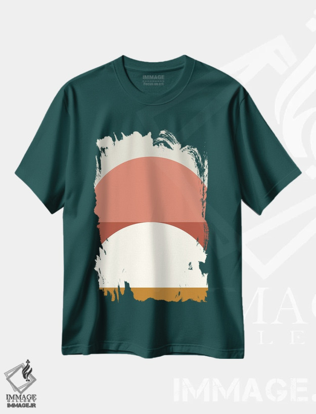 تیشرت سبز طرح دار ترکیب هندسی انتزاعی IB اثر استودیوی هنر قدیم