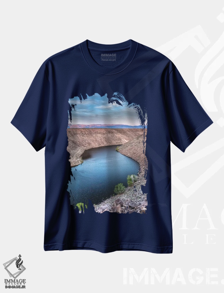 تیشرت سرمه ای طرح دار California, Bishop. Landscape with Pleasant Valley Reservoir.,ایالات متحده، کالیفرنیا، بیشاپ. منظره با سد درهٔ پلزنت اثر جینز گالری