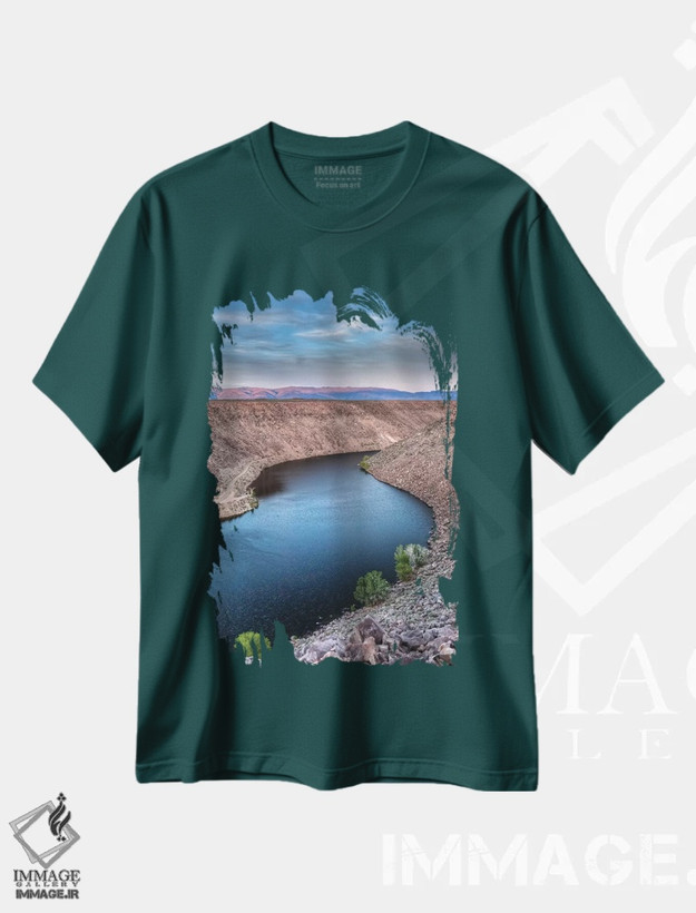 تیشرت سبز طرح دار California, Bishop. Landscape with Pleasant Valley Reservoir.,ایالات متحده، کالیفرنیا، بیشاپ. منظره با سد درهٔ پلزنت اثر جینز گالری