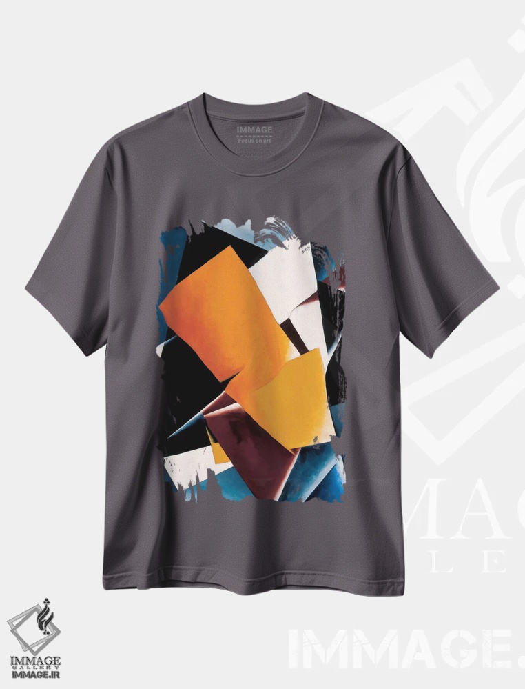تیشرت طوسی طرح دار معماری نقاشانه اثر لیوبوف پوباوا