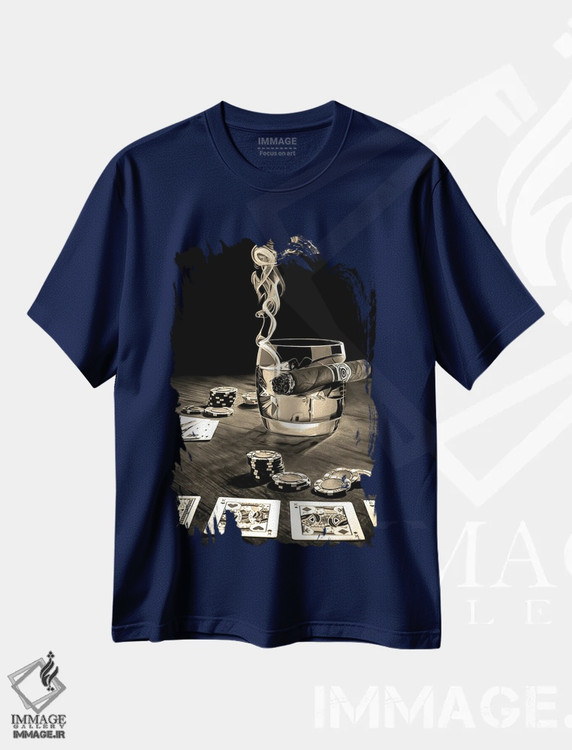 تیشرت سرمه ای طرح دار پس از ساعت ها XIII اثر جی.بلو استودیو