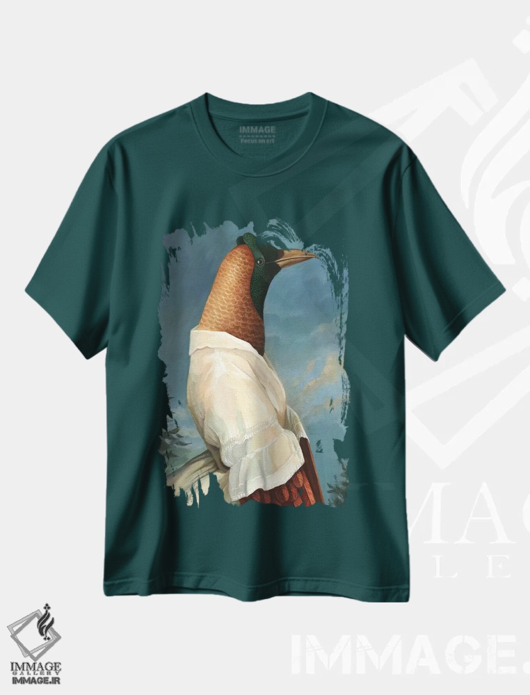 تیشرت سبز طرح دار پرندهٔ بهشتی اثر فوکسی اند پیپر