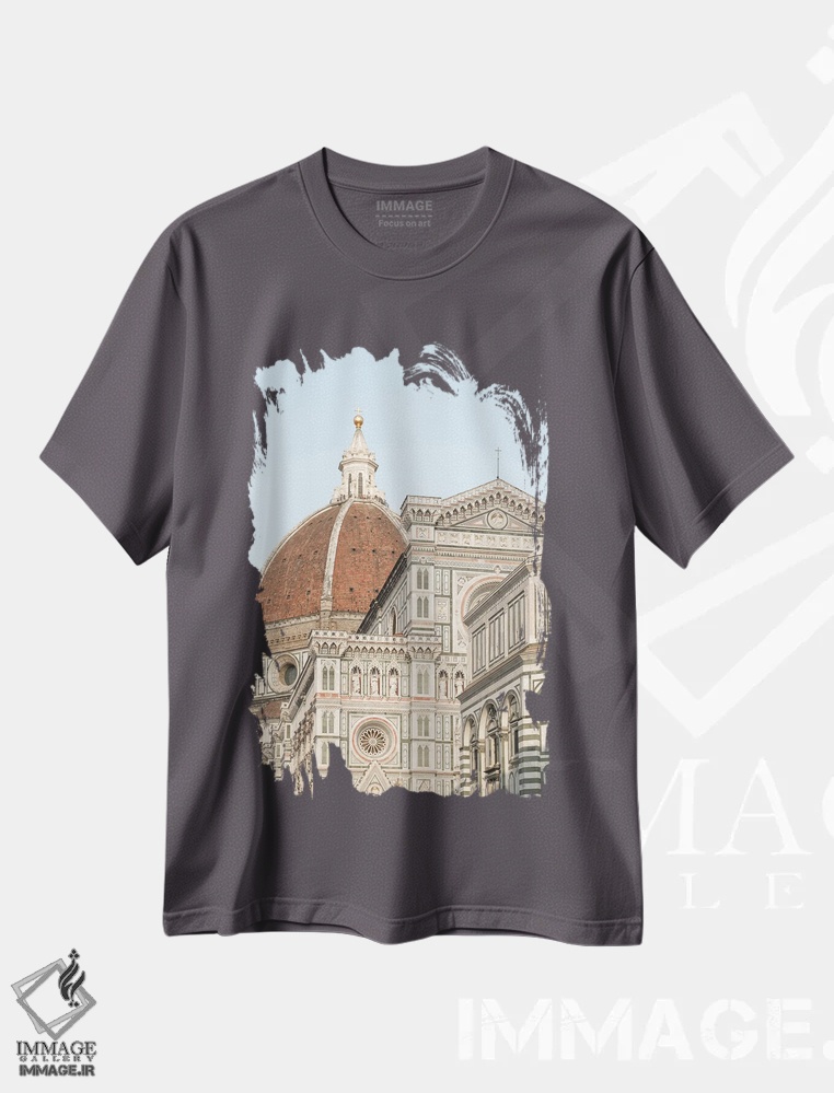 تیشرت طوسی طرح دار Florence Italy,کلیسای دومو، فلورانس، ایتالیا اثر هنریکه شنک