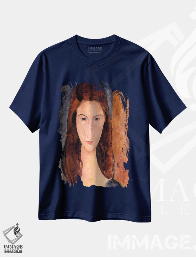 تیشرت سرمه ای طرح دار پرترهٔ ژان ایبوتِرن اثر آمادئو مودیلیانی
