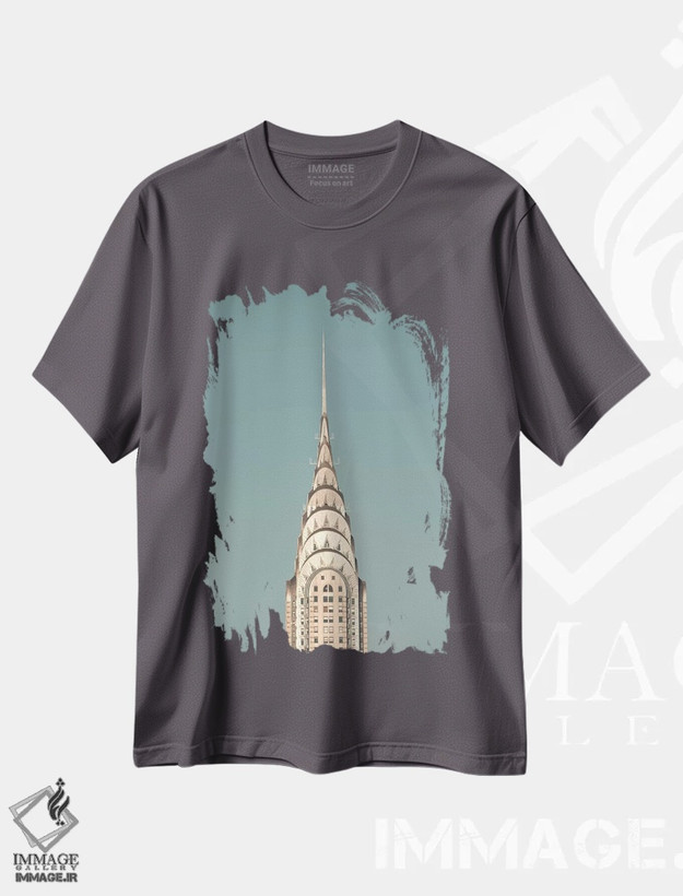 تیشرت طوسی طرح دار ساختمان کرایسلر اثر کارولین مینت