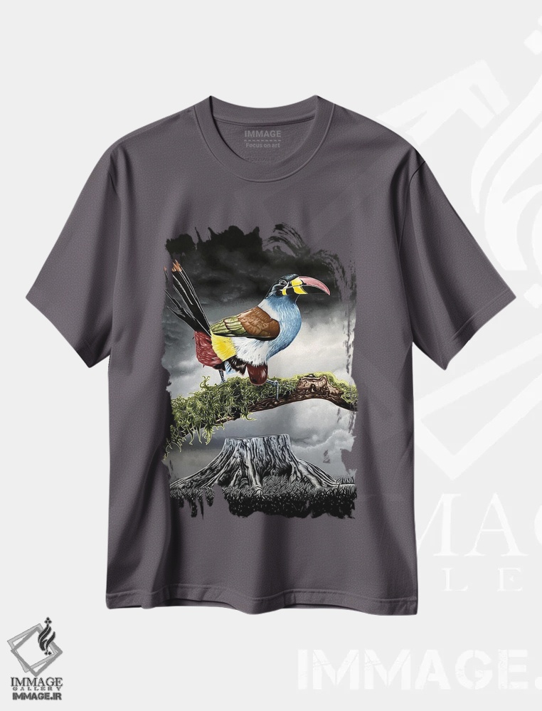 تیشرت طوسی طرح دار بدون درخت اثر استیفن هال