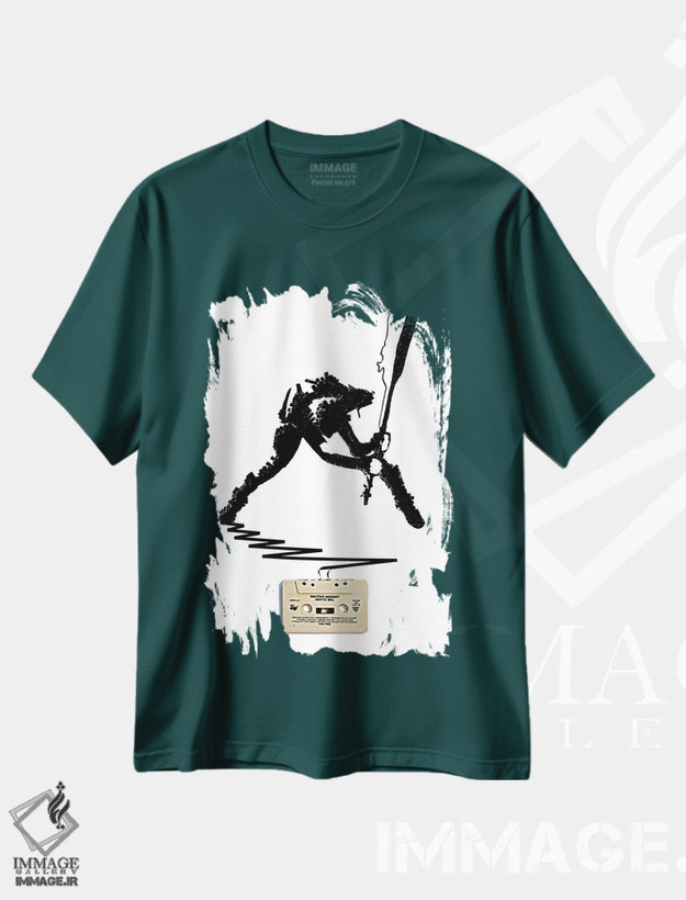 تیشرت سبز طرح دار گروه کلش: لندن کالینگ اثر اریکا آیریس