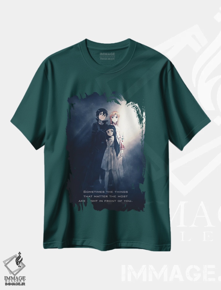 تیشرت سبز طرح دار شعار Sword Art Online اثر گب فرناندو