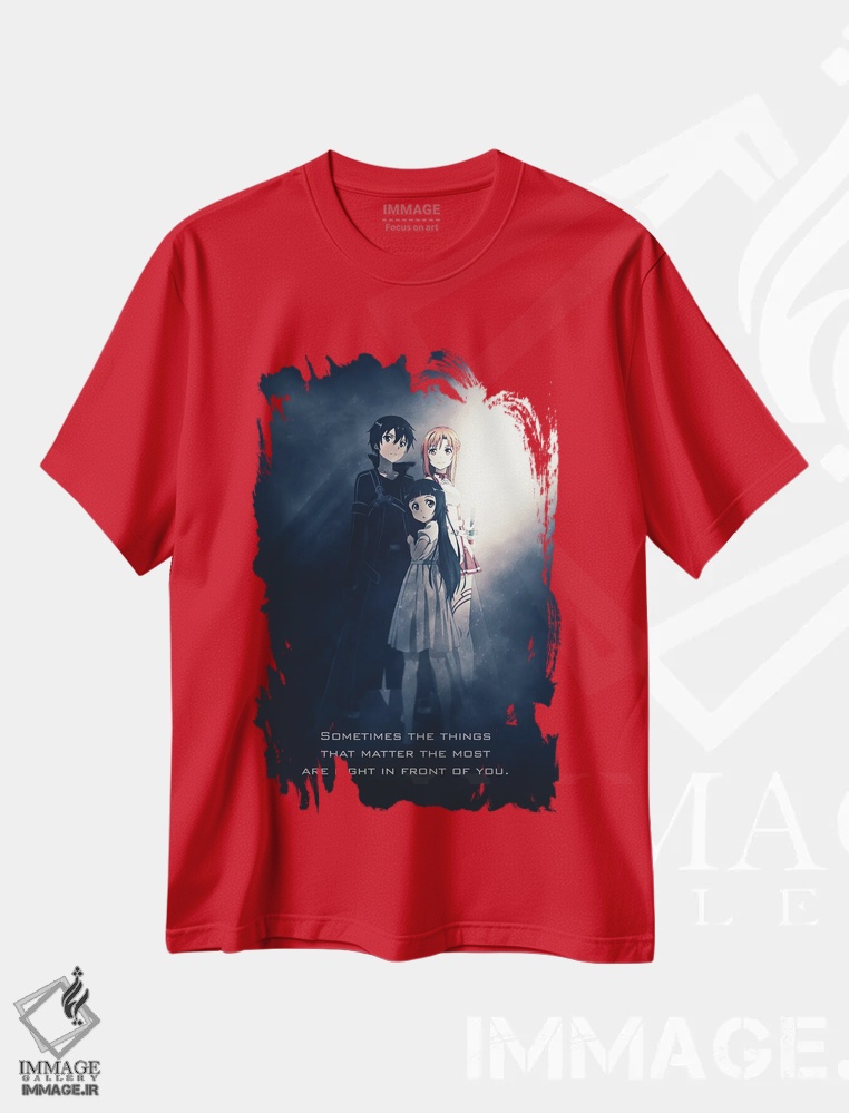 تیشرت قرمز طرح دار شعار Sword Art Online اثر گب فرناندو