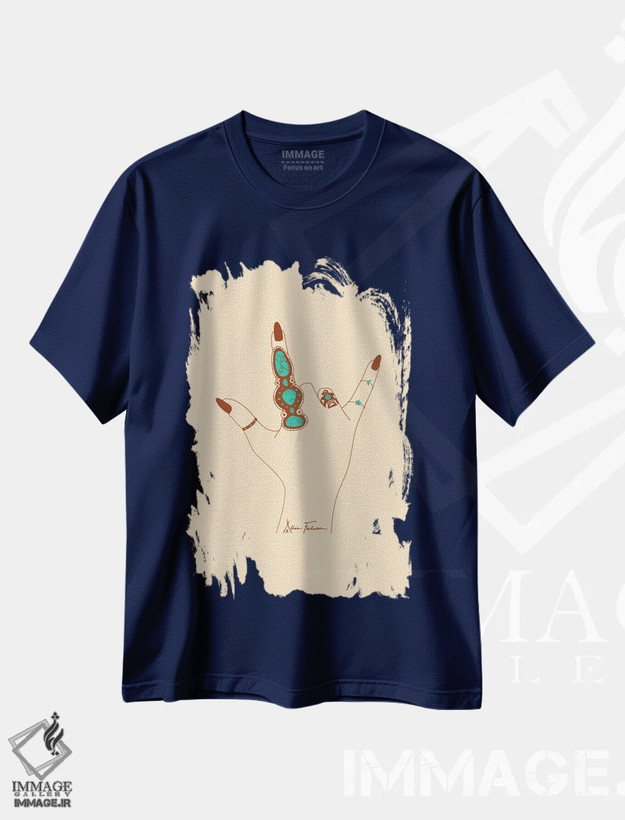 تیشرت سرمه ای طرح دار زبان عشق اثر آلی فالکن