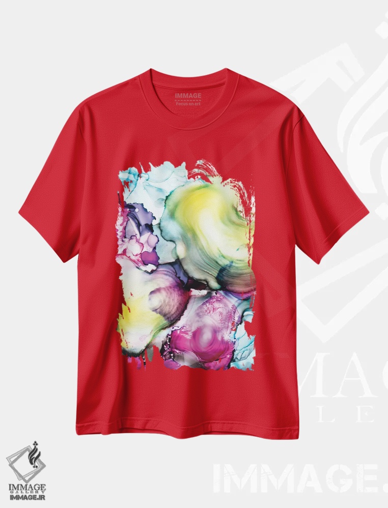 تیشرت قرمز طرح دار جزئیات بُعد دیگر سوم اثر جولی احمد