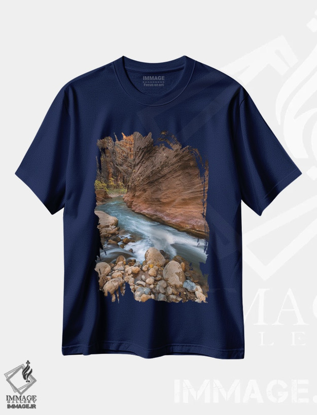 تیشرت سرمه ای طرح دار Zion National Park, Utah,رودخانه ویرجین، پارک ملی صهیون، یوتا اثر جف فوت