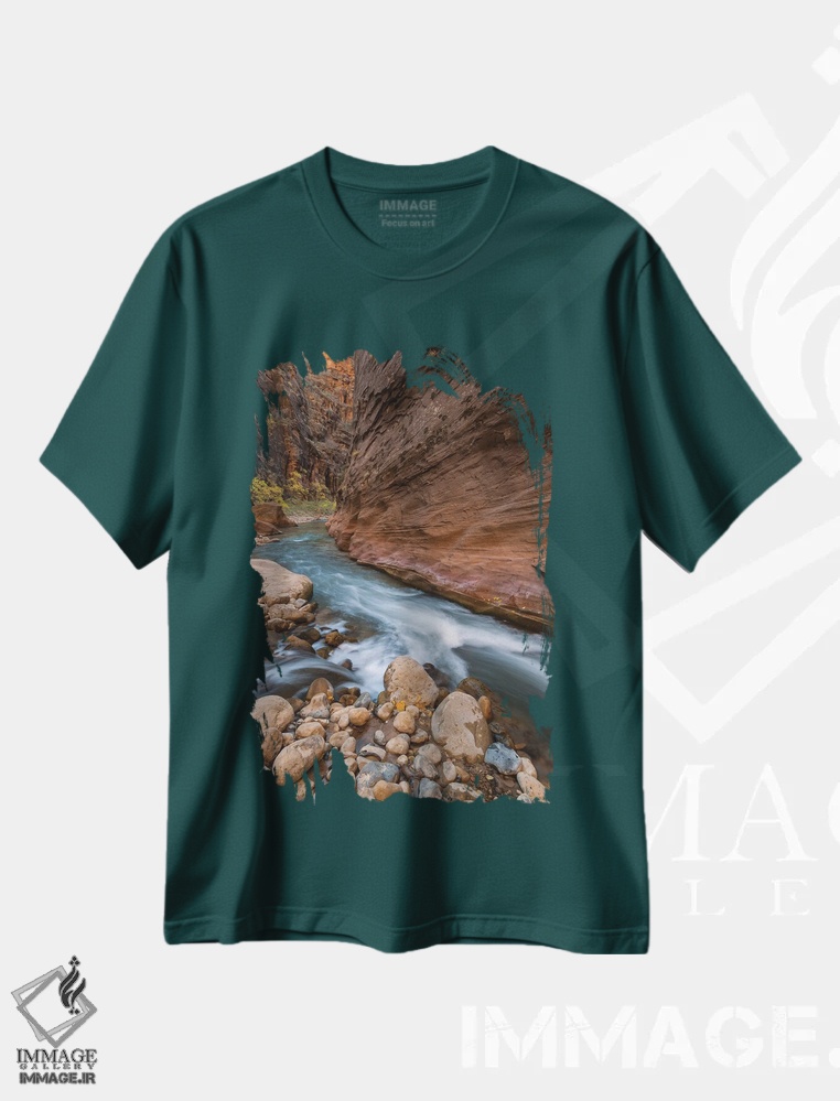 تیشرت سبز طرح دار Zion National Park, Utah,رودخانه ویرجین، پارک ملی صهیون، یوتا اثر جف فوت