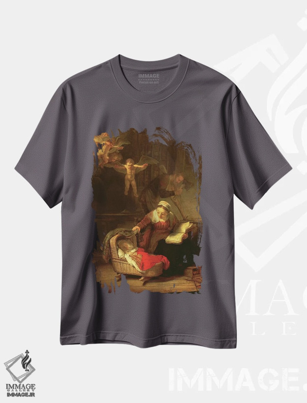 تیشرت طوسی طرح دار c.1645,خانواده مقدس، حدود ۱۶۴۵ اثر رمبرانت فان رَین