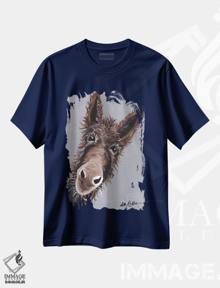 تیشرت سرمه ای طرح دار الاغ روفوس روی زمینه خاکستری اثر هیپی هاوند استودیوز