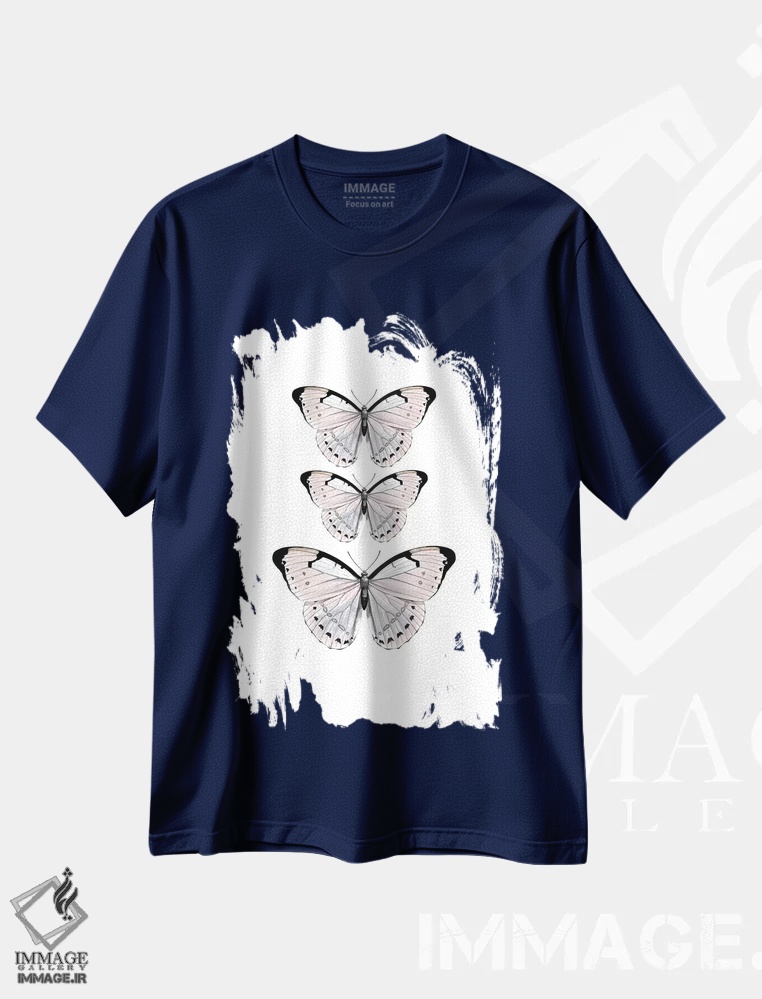 تیشرت سرمه ای طرح دار پاپیون رز اثر مونیکا استریگل