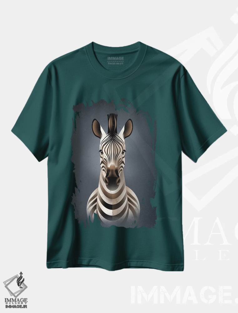 تیشرت سبز طرح دار گورخر اثر دیتِر براون