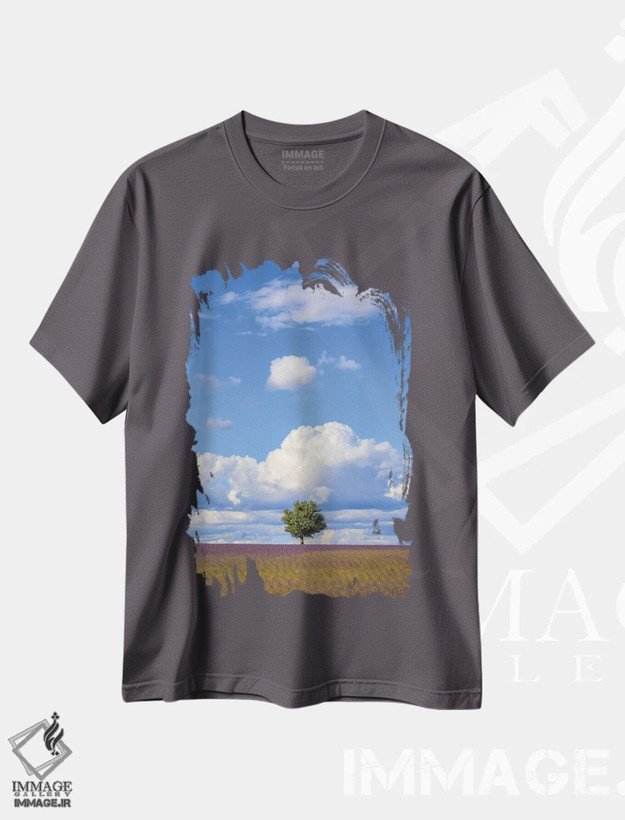 تیشرت طوسی طرح دار Provence, Valensole Plateau. Field Of Lavender And Tree.,فرانسه، پروانس، فلات والنسول. مزرعه اسطوخودوس و درخت اثر جینز گالری