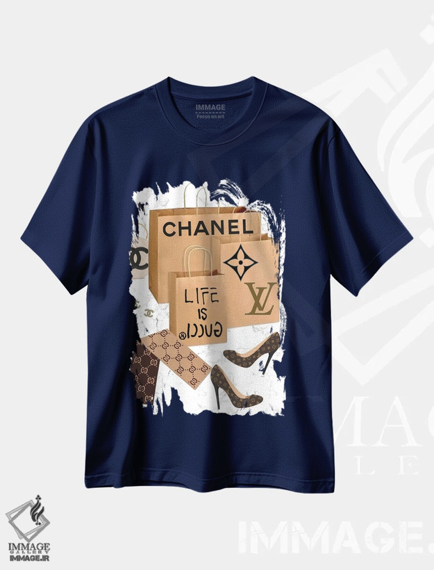 تیشرت سرمه ای طرح دار Chanel, & Louis Vuitton,سفر خرید از گوچی، شنل و لوییز ویتون اثر جولی شریبر