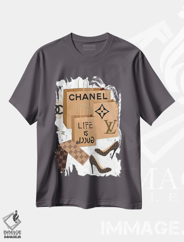 تیشرت طوسی طرح دار Chanel, & Louis Vuitton,سفر خرید از گوچی، شنل و لوییز ویتون اثر جولی شریبر