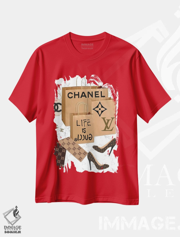 تیشرت قرمز طرح دار Chanel, & Louis Vuitton,سفر خرید از گوچی، شنل و لوییز ویتون اثر جولی شریبر